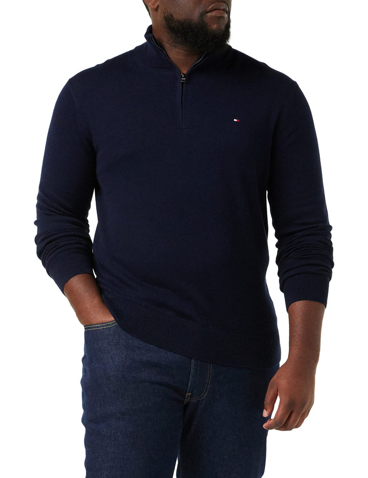 Tommy Hilfiger Herren Pimactn Cashmere Zip Mock Pullover, Desert Sky, XS
