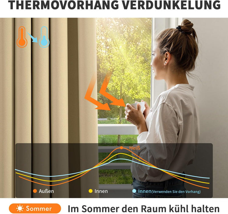 MIULEE Vorhänge Beige Blickdicht mit Ösen, Schöner Weicher Verdunklungsvorhänge zum Verdunkeln von R