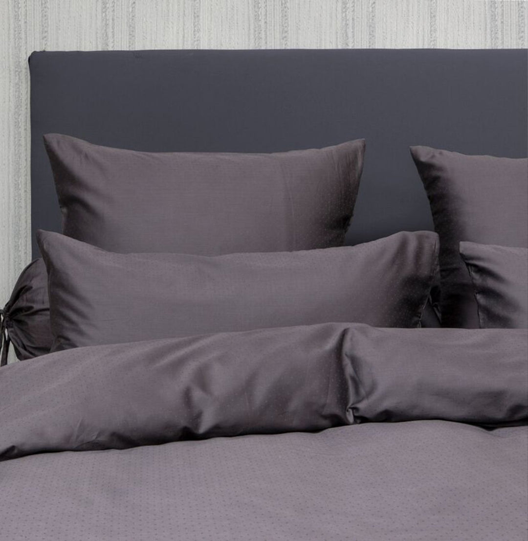 Heckett Lane Bettwäsche 100% Baumwolle Mako-Satin Uni Puntini 135x200 (80x80) Dark Gull Grey 135x200