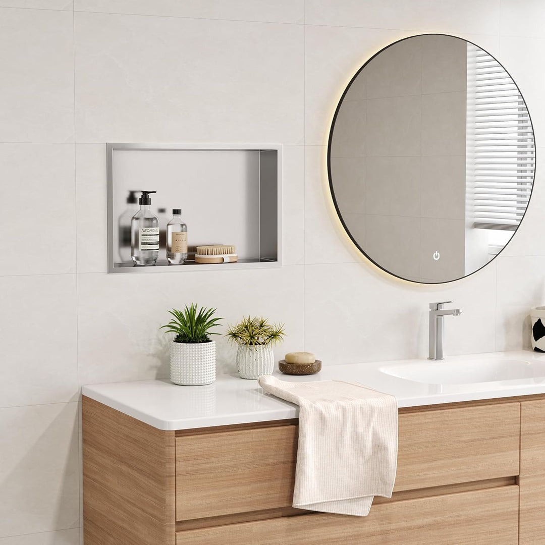 Neodrain Wandnische Dusche Edelstahl Duschnische Einzelregal Lagerung für Badezimmer 45 x 30 cm, Geb