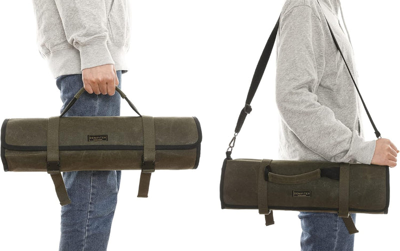 Professionelle Kochmessertasche mit schnittfestem Material, strapazierfähigem, gewachstem 16-Unzen-S