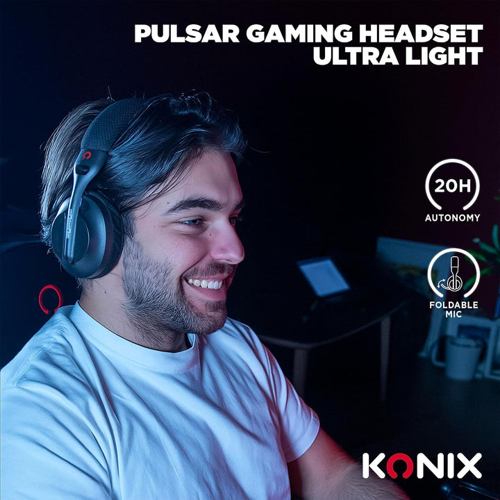 Konix Pulsar ultraleichtes Gaming-Headset 180 g für PC - 40 mm Lautsprecher - Mikrofon - Bluetooth/U