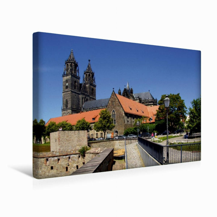 Premium Textil-Leinwand 45 x 30 cm Quer-Format Dom in Magdeburg mit Vastion Clewe | Wandbild, HD-Bil