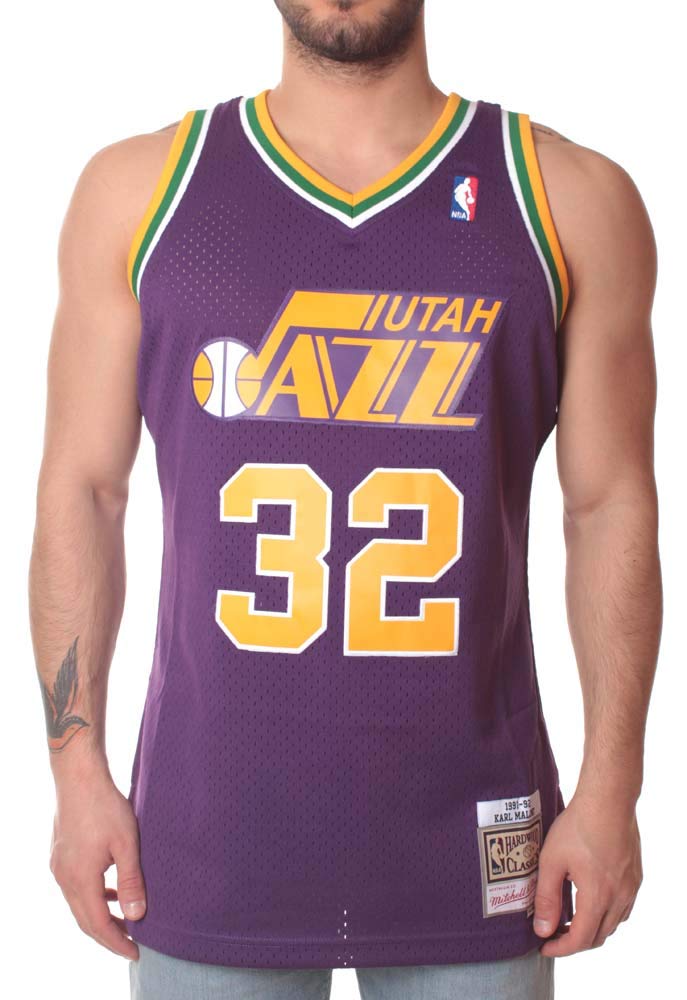 Mitchell & Ness Karl Malone #32 Utah Jazz 1996-97 Swingman NBA Trikot Lila, S