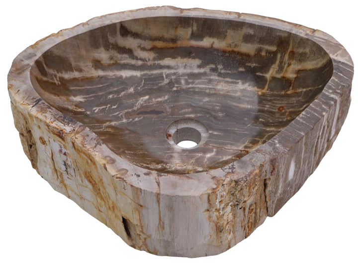 GURU SHOP Massives Fossiles Holz Aufsatz-Waschbecken, Waschschale, Naturstein Handwaschbecken - Mode