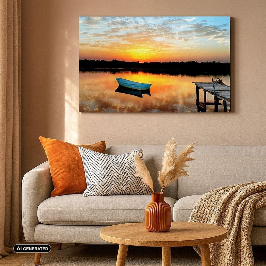 ARTTOR Bilder auf Leinwand 100x70cm Leinwandbild Landschaft Sommer Meer Gross Wanddeko Bild Schlafzi