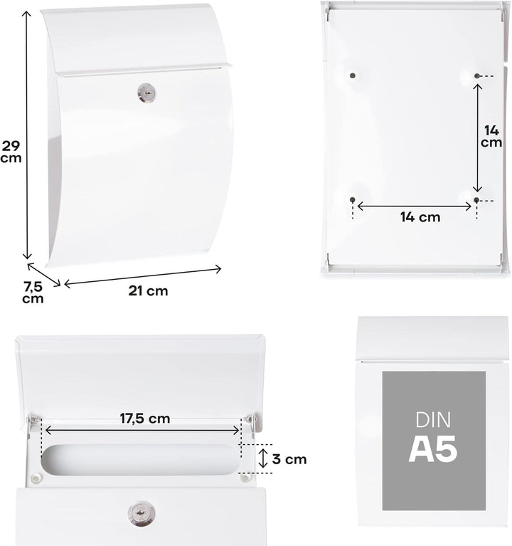 ARREGUI Galan E5961 Briefkasten aus Verzinktem Stahl | Grösse S (DIN A5 Post) | Kleiner Wandbriefkas