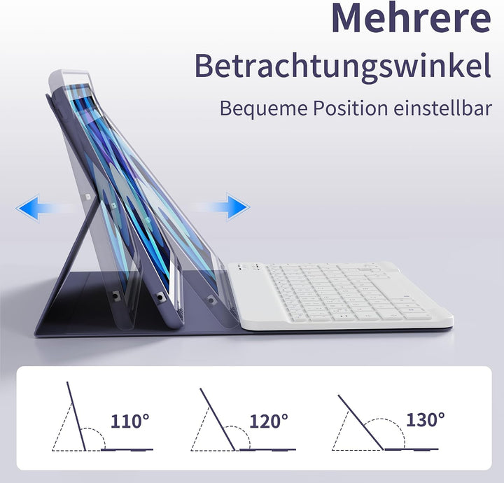 Tastatur Hülle für iPad 9. 8. 7. Generation 2021/2020/2019 10,2 Zoll mit Stifthalter, Magnetisch Blu