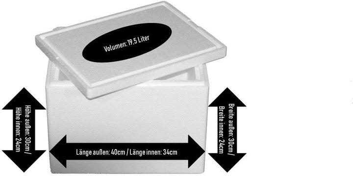 Thermobox, Styroporbox / Eisbox für Essen, Getränke & temperaturempfindliche Ware, Isolierbox aus St