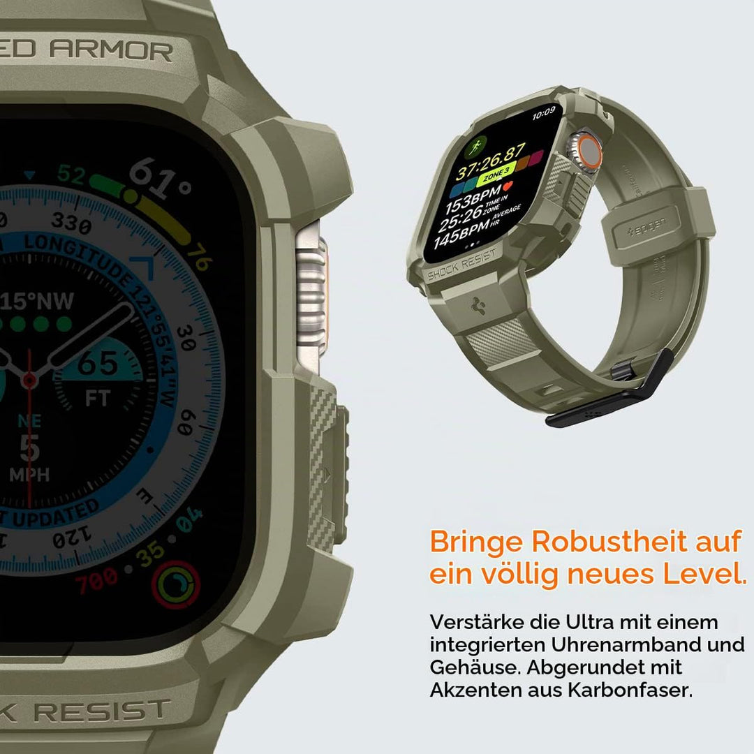 Spigen Rugged Armor Pro Hülle mit Band für Apple Watch Ultra 3/2/1 49mm | TPU-Unibody-Hülle mit Armb