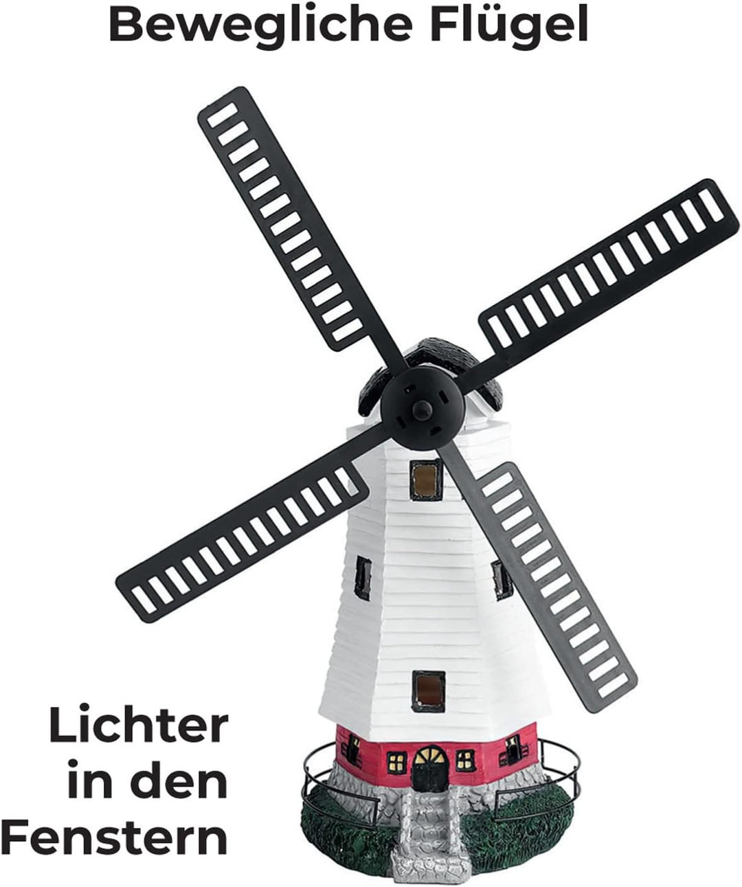 Solar Windmühle mit LED Licht für aussen | die besondere Solarleuchte für den Garten | automatische