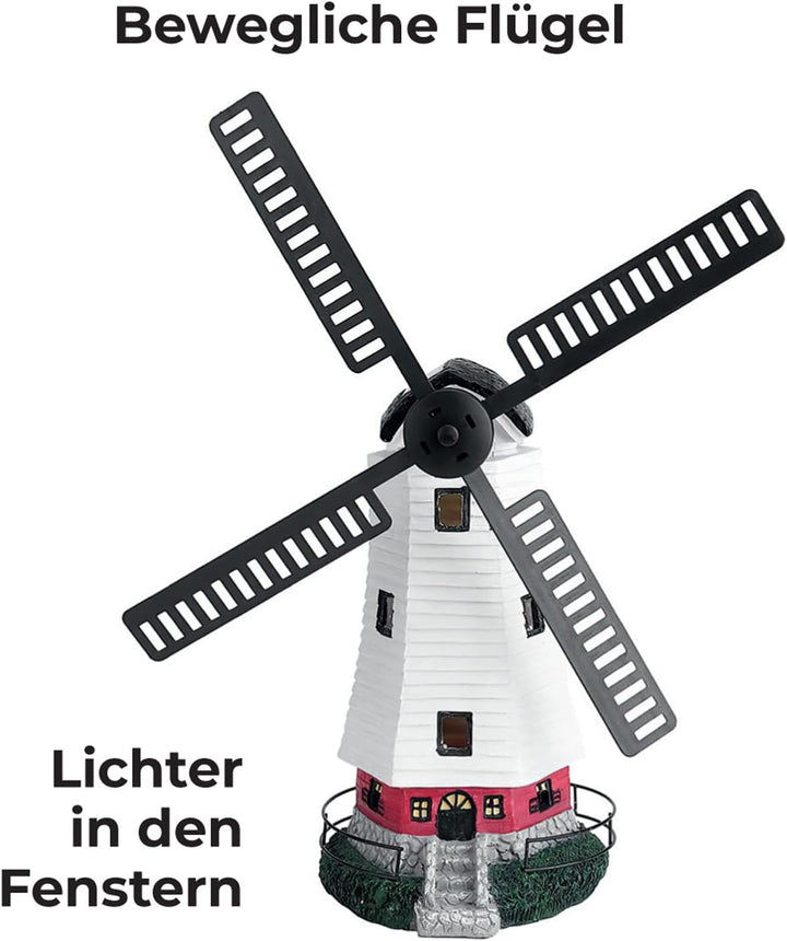 Solar Windmühle mit LED Licht für aussen | die besondere Solarleuchte für den Garten | automatische