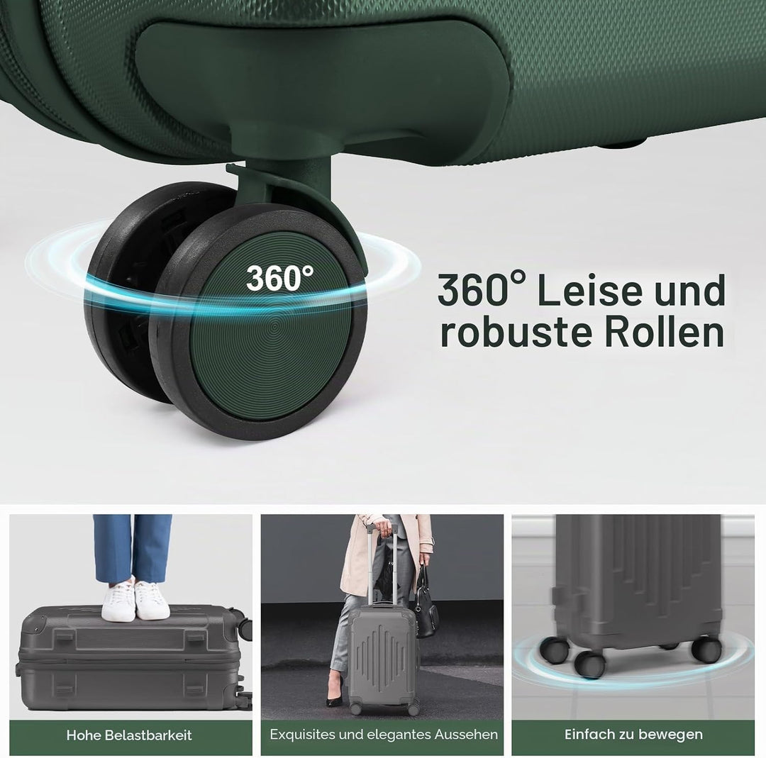 LALAHO Kofferset 4 teilig Hartschale, Reisekoffer mit Rollen Gross, Koffer Set 4 Stück aus ABS, Hand