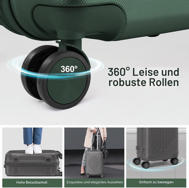 LALAHO Kofferset 4 teilig Hartschale, Reisekoffer mit Rollen Gross, Koffer Set 4 Stück aus ABS, Hand