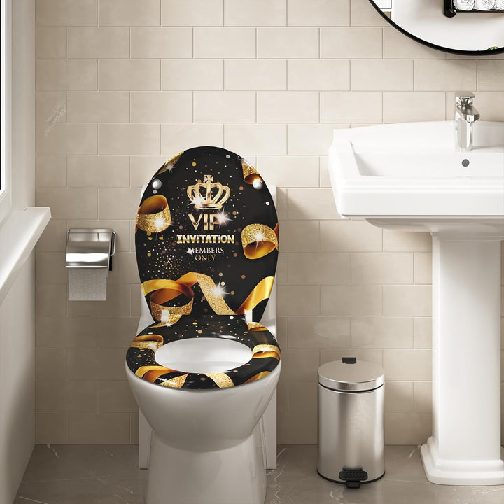 WOLTU WC Sitz mit Absenkautomatik,Toilettensitz Motiv,Toilettendeckel aus Duroplast,Stable Klodeckel