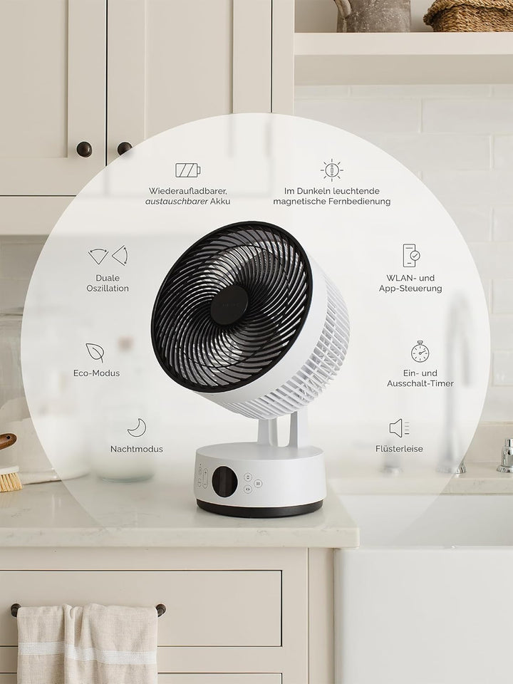 MEACO MeacoFan Sefte® 10 Pro – Akku-Tischventilator, 25 dB leise, 40 Std. Laufzeit, 1150 m³/h Luftle