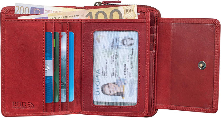 Benthill Damen Geldbörse Gross Echt Leder - Portemonnaie mit RFID Schutz - Portmonee mit vielen Kart