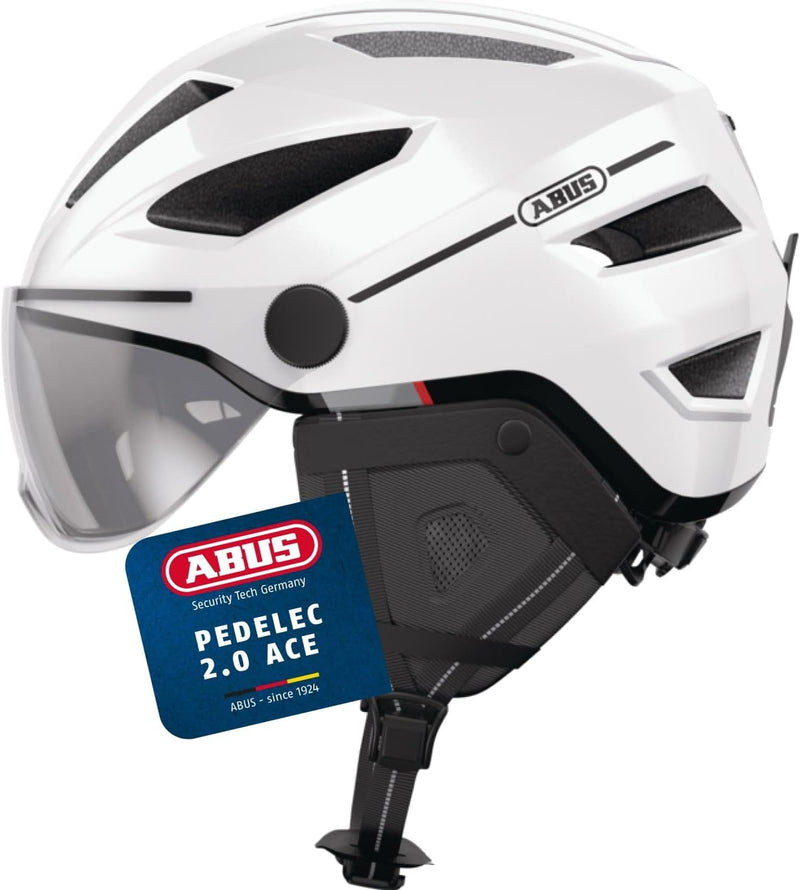 ABUS Stadthelm Pedelec 2.0 ACE - Fahrradhelm mit Rücklicht, Visier, Regenhaube, Ohrenschutz - für Da