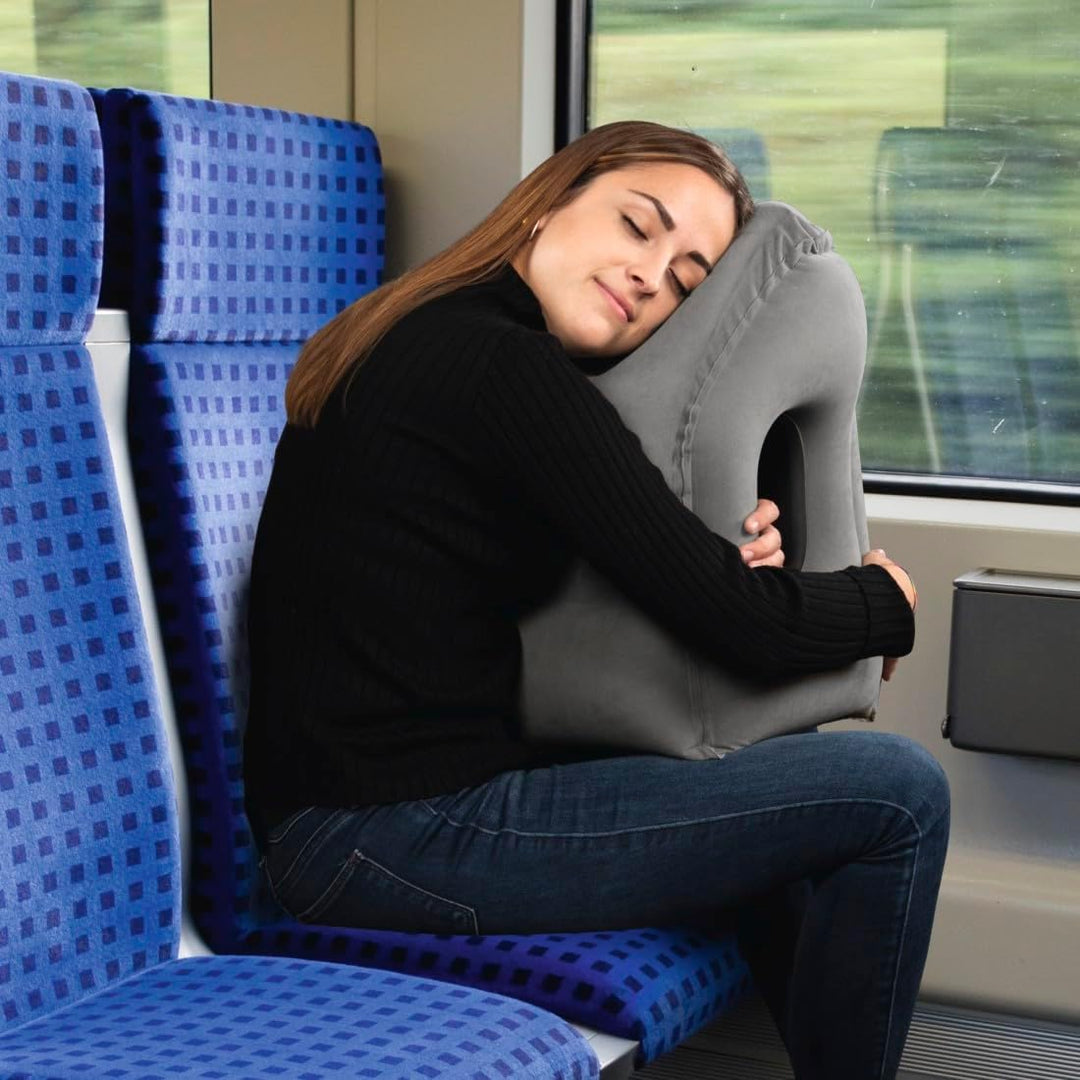 Hama Reisekissen ergonomisch (Aufblasbares Kissen für Reisen, Reise-Kissen mit Aussparrungen für Arm