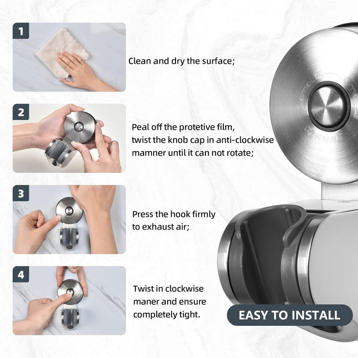 JOMOLA Duschkopfhalterung Ohne Bohren 4 Winkel Verstellbarer Handbrause Halterung Vakuum Saugnapf Du