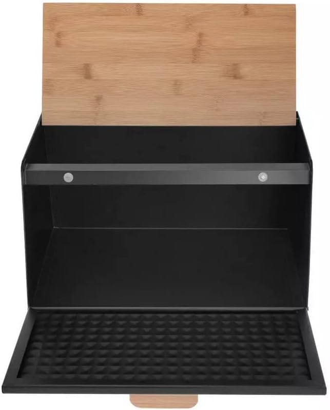 Brotkästen mit Deckel,Brotaufbewahrungsbox, Schneidebrett aus Bambus, Brotkasten aus Metall, Brot un