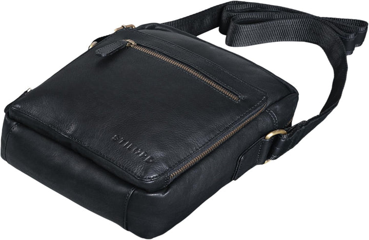 STILORD 'Nathan' Umhängetasche Herren Leder klein braun Vintage Herrentasche 10,1 Zoll Tablettasche