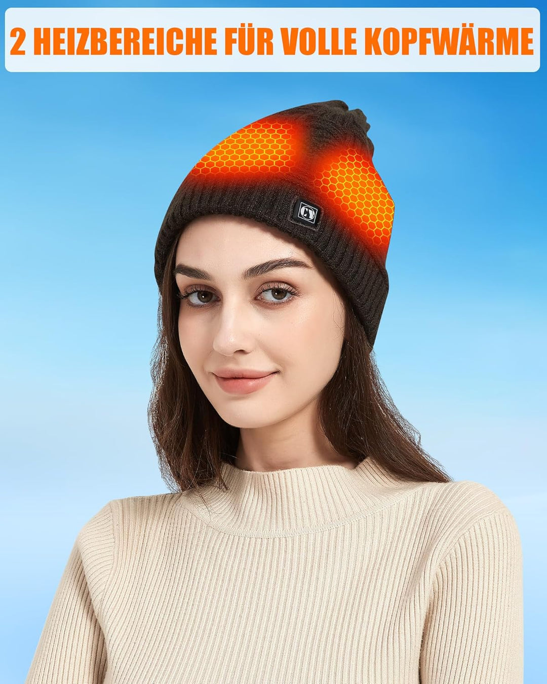 Beheizbare Mütze - Nackenwärmer Beheizbarer Schal & Beheizte Mütze für Männer und Frauen mit 4000mAh