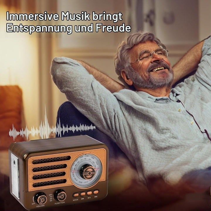 Retro-Transistorradio, batteriebetriebenes AM-FM-SW-Radio, kleines wiederaufladbares tragbares Radio