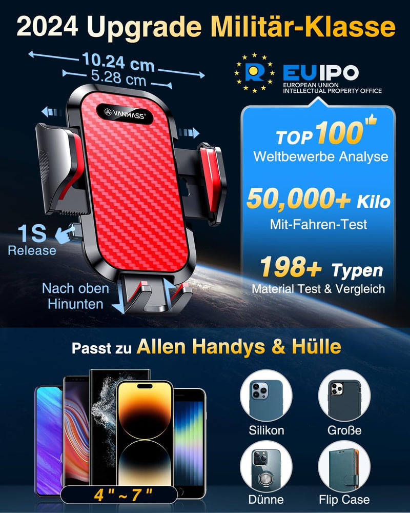 VANMASS Handyhalterung Auto Upgraded Handy Halterung Auto Verstellbarer Kfz Handyhalterung Lüftung &