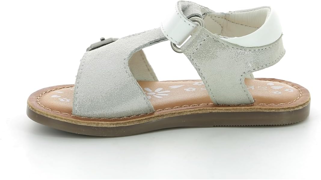 Kickers Mädchen Diazz Sandale 25 EU Weiss Silber Metallic, 25 EU Weiß Silber Metallic