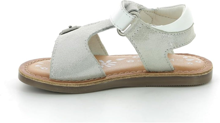 Kickers Mädchen Diazz Sandale 25 EU Weiss Silber Metallic, 25 EU Weiß Silber Metallic