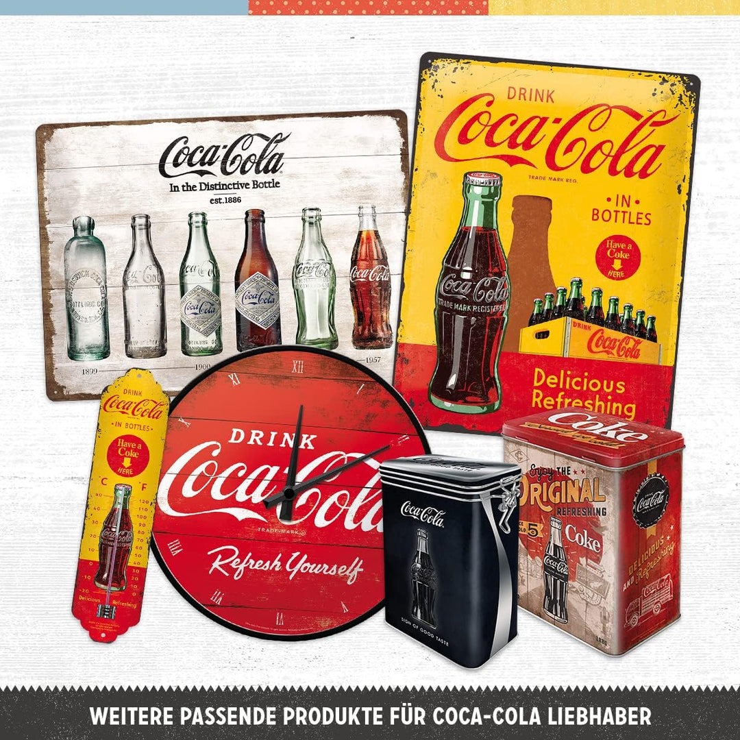 Nostalgic-Art Retro Wanduhr, Ø 31 cm, Coca-Cola – Logo Red Refresh Yourself – Geschenk-Idee für Coke