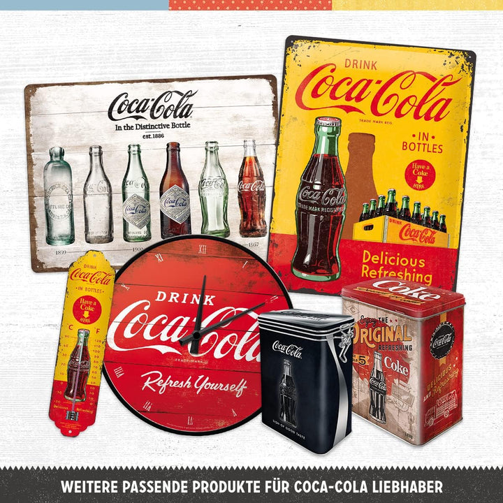 Nostalgic-Art Retro Wanduhr, Ø 31 cm, Coca-Cola – Logo Red Refresh Yourself – Geschenk-Idee für Coke