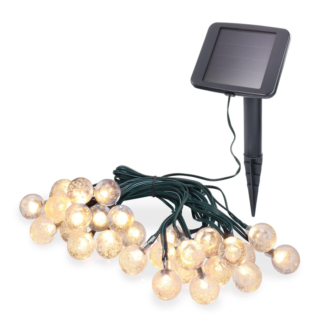 Esotec Solar Lichterkette Bubble Balls, 6m, 30 LEDs, warmweiss, Zuleitung 2m, Akku, Solarmodul, Erds