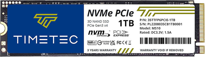 Timetec 1TB SSD NVMe PCIe Gen3x4 8 Gb/s M.2 2280 3D NAND TLC 600 TBW Hochleistungs-SLC-Cache Lese-/S