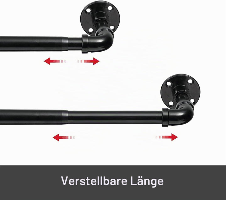Industrielle Gardinenstange, Verstellbare Vorhangstange Edelstahl Gardinenstangen für Schlafzimmer,