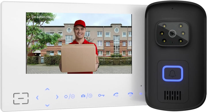 Goliath Funk Klingel Kabellos mit Kamera und 7" Monitor, Gegensprechanlage mit Türöffner Anschlussfu