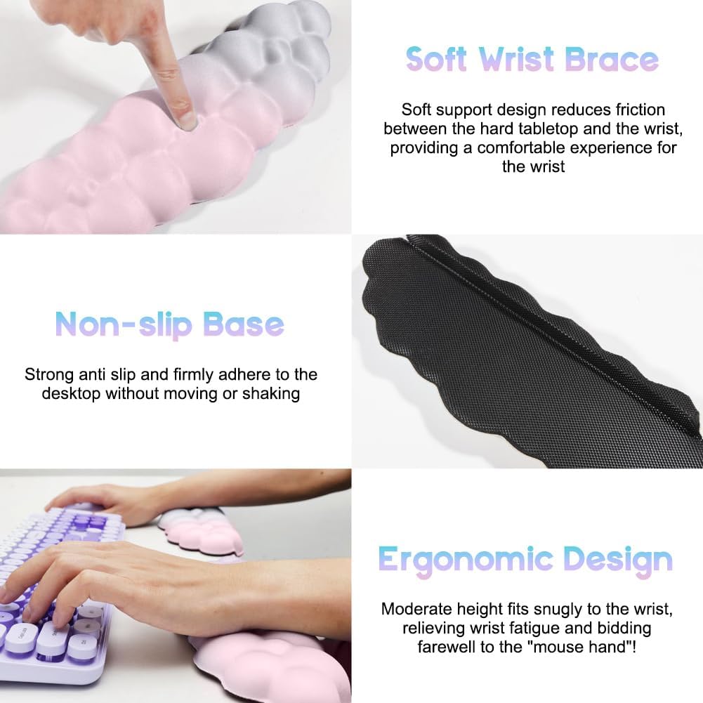 L-förmige Cloud Handballenauflage Tastatur – Ergonomische Armauflage Schreibtisch,Memory-Schaum Ellb