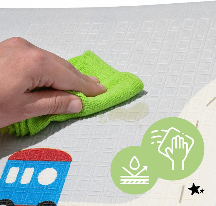 MalPlay Krabbelmatte Baby 150x180x1 cm Faltbar Playmat mit Tasche, Krabbeldecke Baby Teppich Spielde