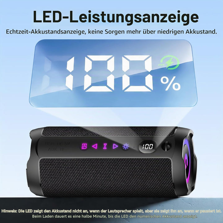 coioc Bluetooth Lautsprecher mit Licht, Bluetooth 5.4 Musikbox,25W Dual Lautsprecher, LED Anzeige &amp;