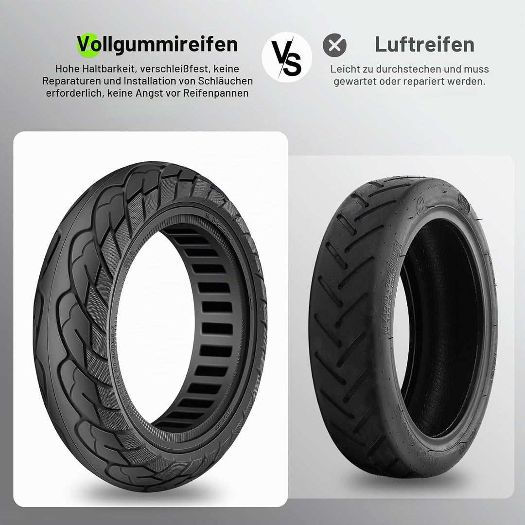 Amitor 10x2.125 Reifen Vollgummi, 10 Zoll Vollgummireifen Scooter mit Antirutsch und Abriebfeste, 10