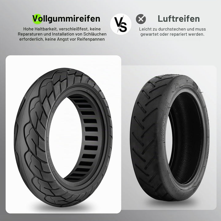 Amitor 10x2.125 Reifen Vollgummi, 10 Zoll Vollgummireifen Scooter mit Antirutsch und Abriebfeste, 10