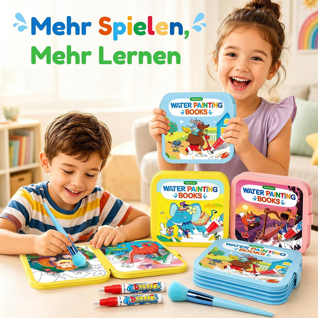 3 Stück Wassermalbuch Wiederverwendbar Malbuch 3–6 Jahre