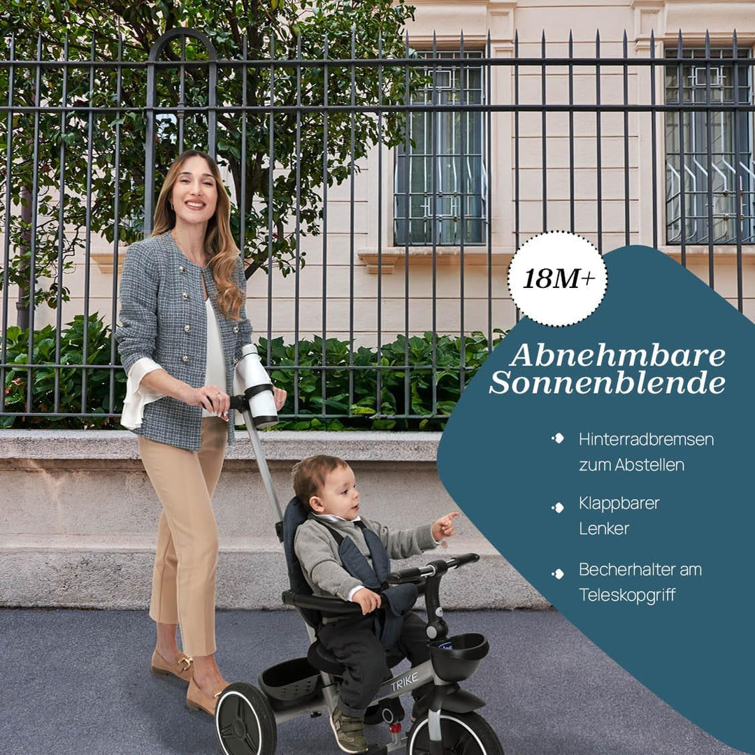 Chicco, 4in1 Trike, Metallrahmen, Eva-Gummiräder, 4-Punkt-Gurtsystem, Teleskopgriff und Abnehmbares