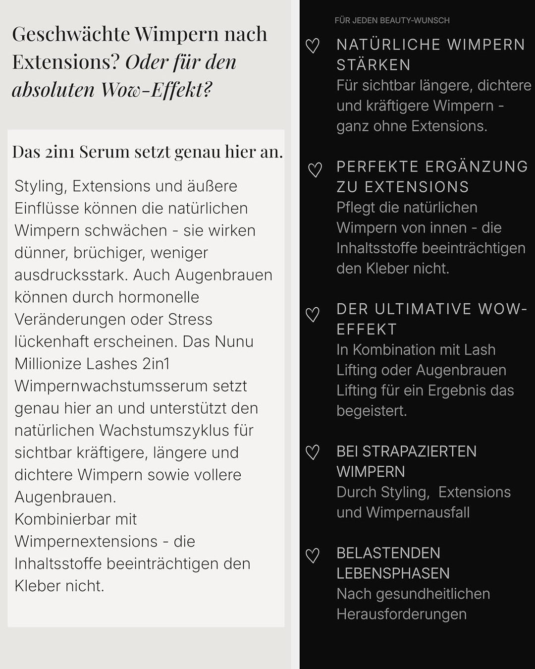 Nunu Millionize Lashes Wimpernserum & Augenbrauenserum 2in1 - Wimpernwachstum & Wimpernpflege - lang
