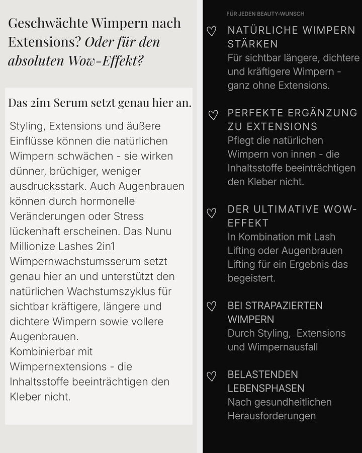 Nunu Millionize Lashes Wimpernserum & Augenbrauenserum 2in1 - Wimpernwachstum & Wimpernpflege - lang