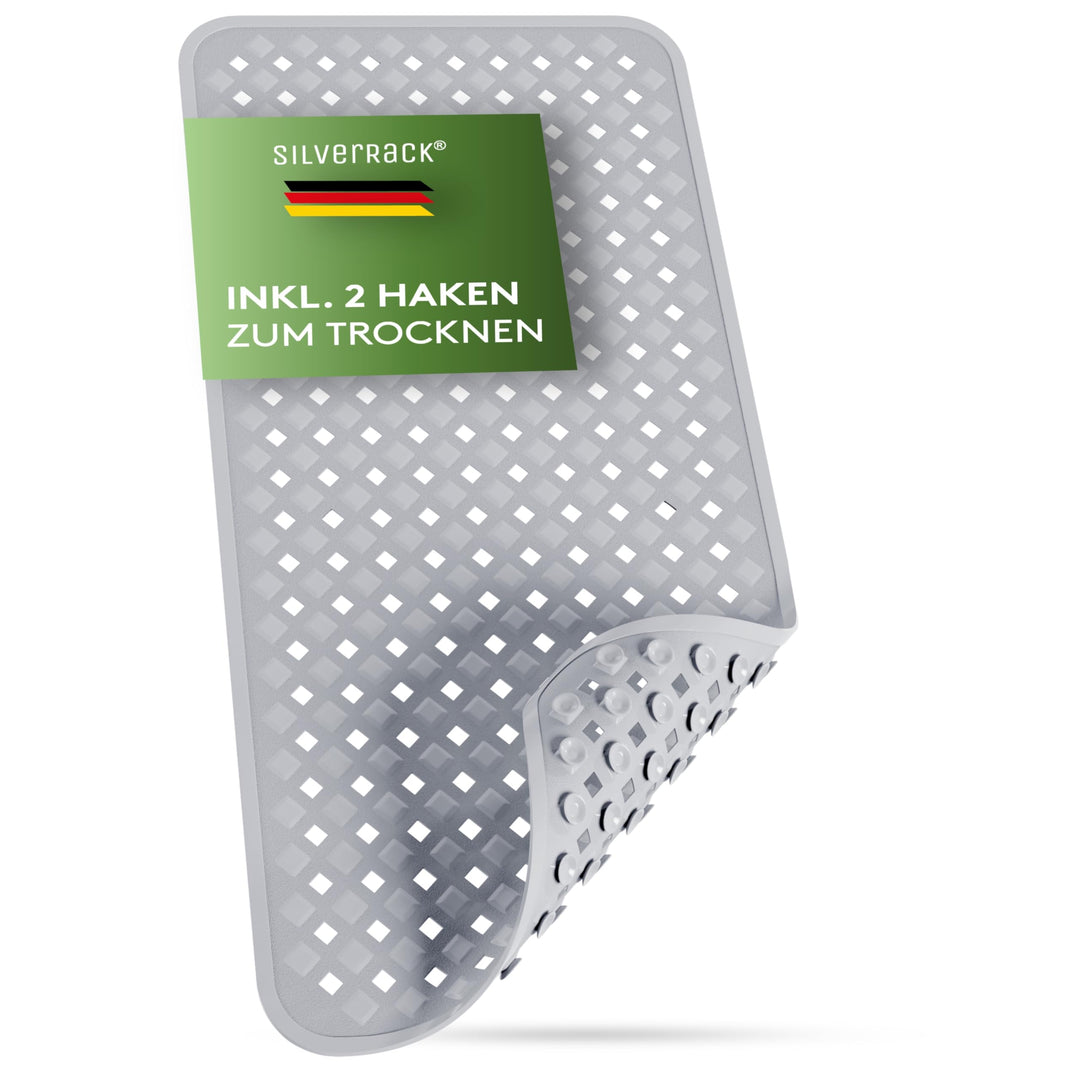 SilverRack Badewannenmatte 88x40 cm (Grau RAUTEN) - Antirutschmatte Badewanne BPA frei für Kinder un