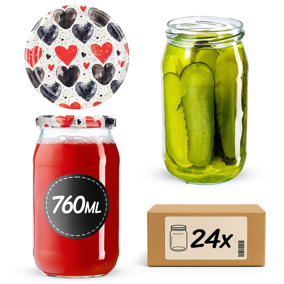 KADAX Einmachgläser 760ml TO82, Grosse Sturzgläser mit Schraubdeckel, Einkochgläser Fermentierglas f