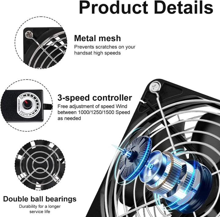 Rohrventilator 100mm Regelbar, Rohrlüfter mit Stecker Upgrade Controller, Abluftventilator für Grow-