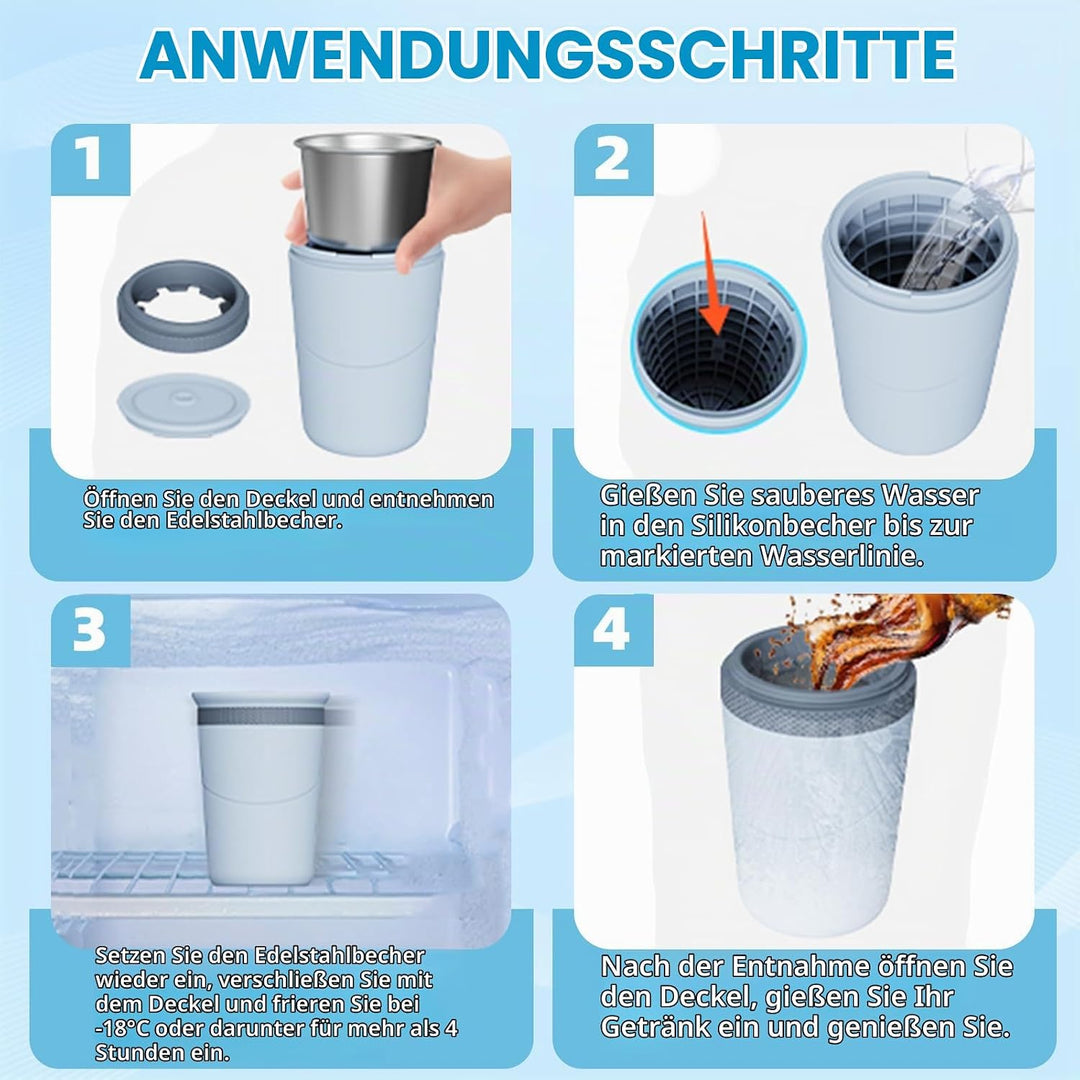 Eiswürfelflasche mit Edelstahlbecher &amp; Deckel,Blau Wiederverwendbar | Doppelwandige Isolierung, 2-in